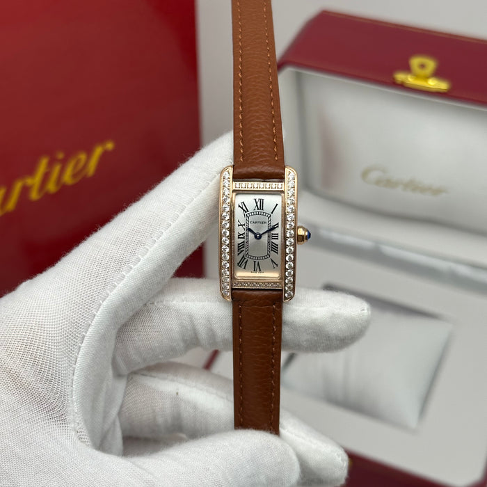 Cartier Tank Mini Diamond Rose Gold 24MM – Multi Colors Leather Edition