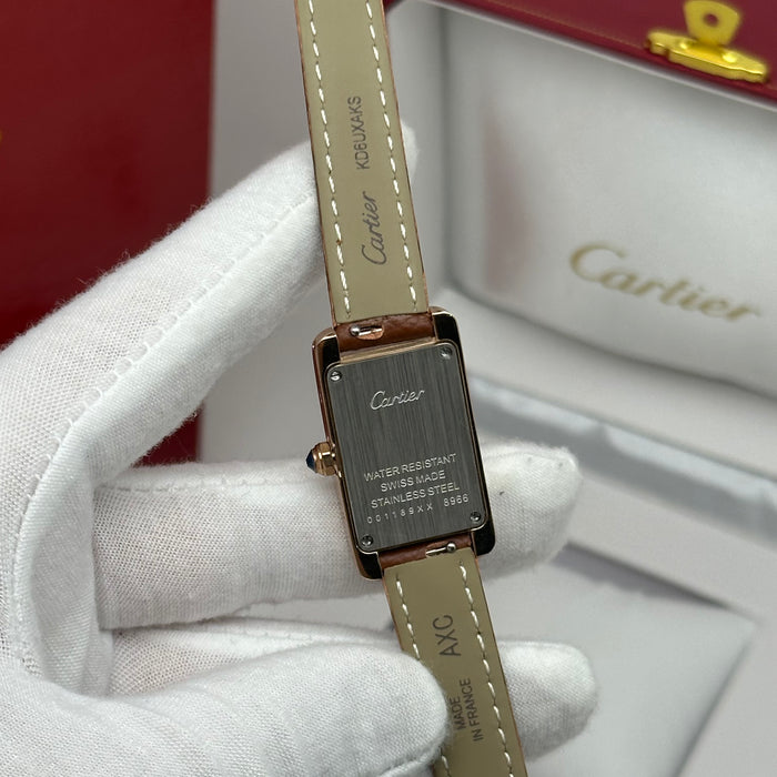 Cartier Tank Mini Diamond Rose Gold 24MM – Multi Colors Leather Edition
