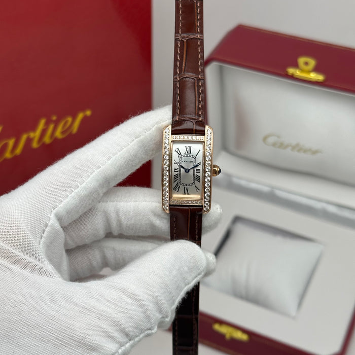 Cartier Tank Mini Diamond Rose Gold 24MM – Multicolor Leather Edition