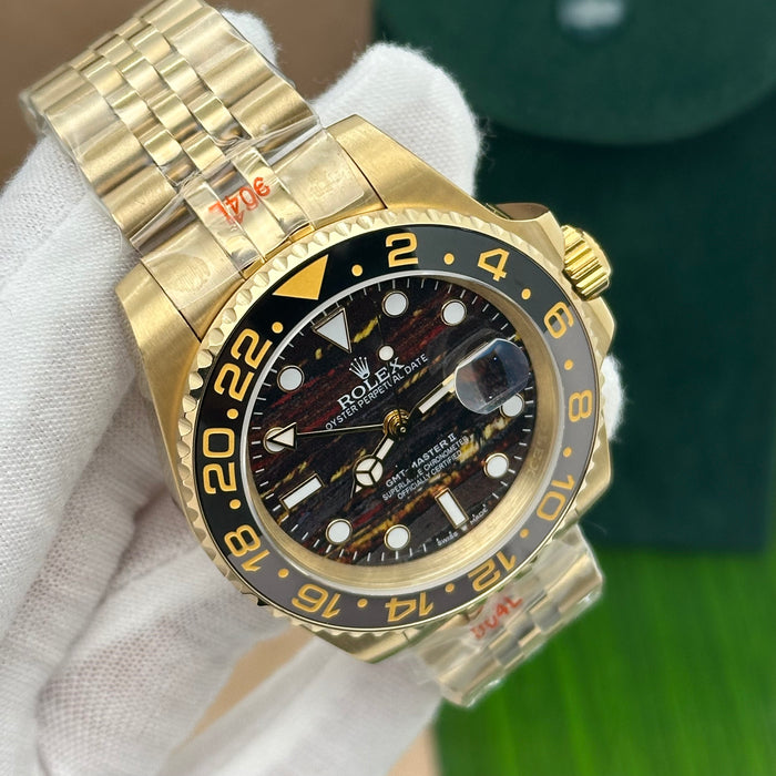 Rolex GMT-Master II – Yellow Gold with Meteorite-Style Dial (Ref. 126718GRNR, Custom Dial) (5A+)