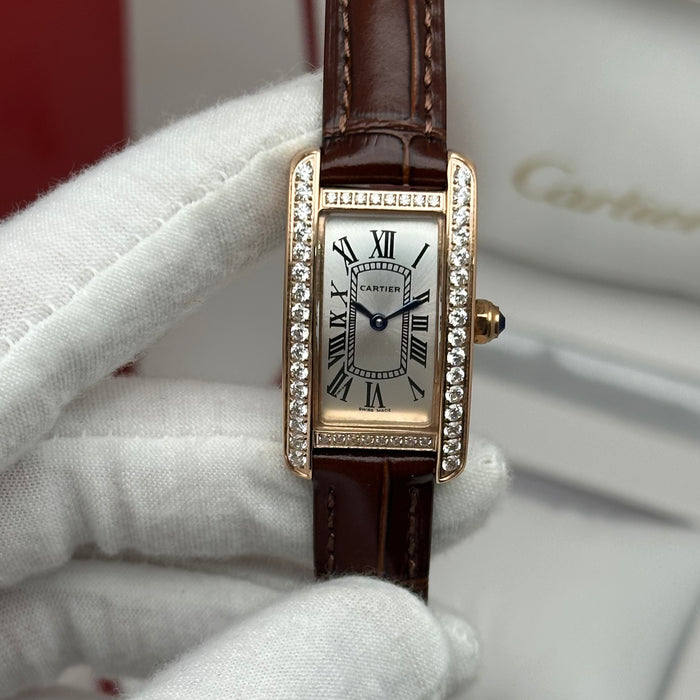 Cartier Tank Mini Diamond Rose Gold 24MM – Multicolor Leather Edition