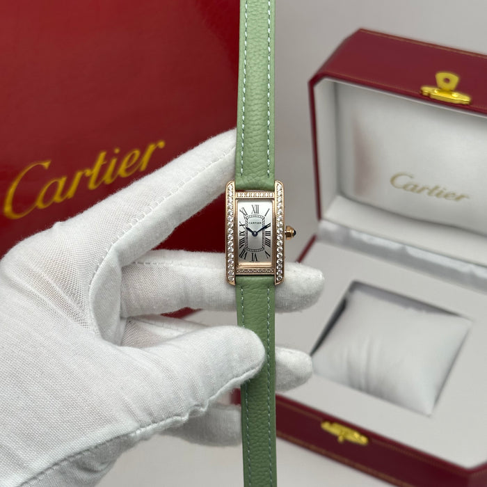 Cartier Tank Mini Diamond Rose Gold 24MM – Multi Colors Leather Edition