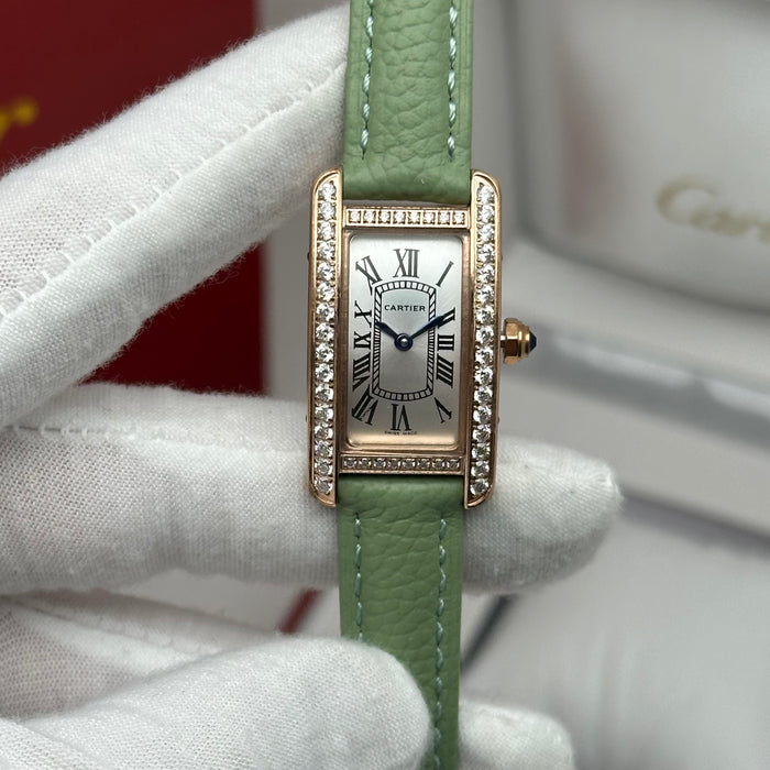 Cartier Tank Mini Diamond Rose Gold 24MM – Multi Colors Leather Edition