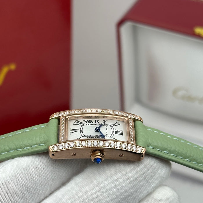 Cartier Tank Mini Diamond Rose Gold 24MM – Multi Colors Leather Edition