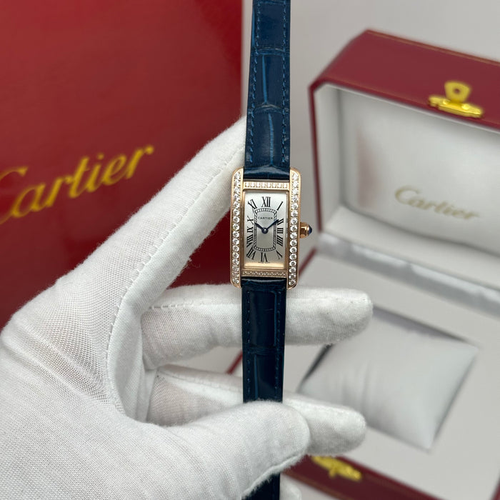 Cartier Tank Mini Diamond Rose Gold 24MM – Multicolor Leather Edition