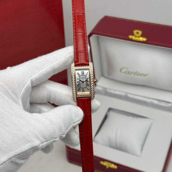 Cartier Tank Mini Diamond Rose Gold 24MM – Multicolor Leather Edition