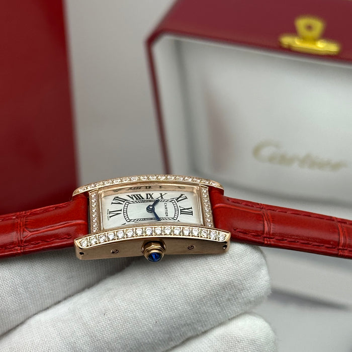 Cartier Tank Mini Diamond Rose Gold 24MM – Multicolor Leather Edition
