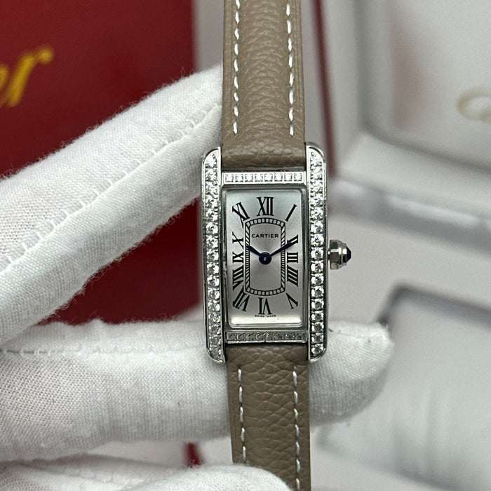 Cartier Tank Mini Diamond Silver 24MM – Multicolor Leather Edition
