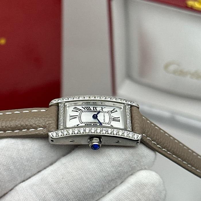 Cartier Tank Mini Diamond Silver 24MM – Multicolor Leather Edition