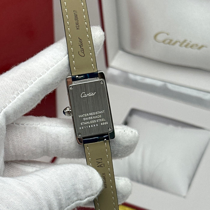 Elegant Cartier Tank Diamond 24MM - Multi Color Leather Watch