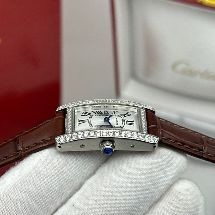 Elegant Cartier Tank Diamond 24MM - Multi Color Leather Watch