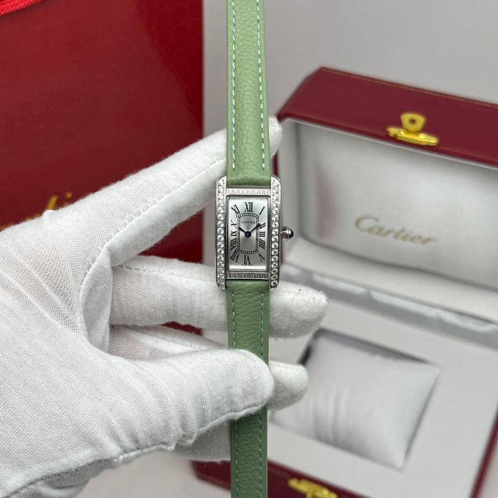 Cartier Tank Mini Diamond Silver 24MM – Multicolor Leather Edition