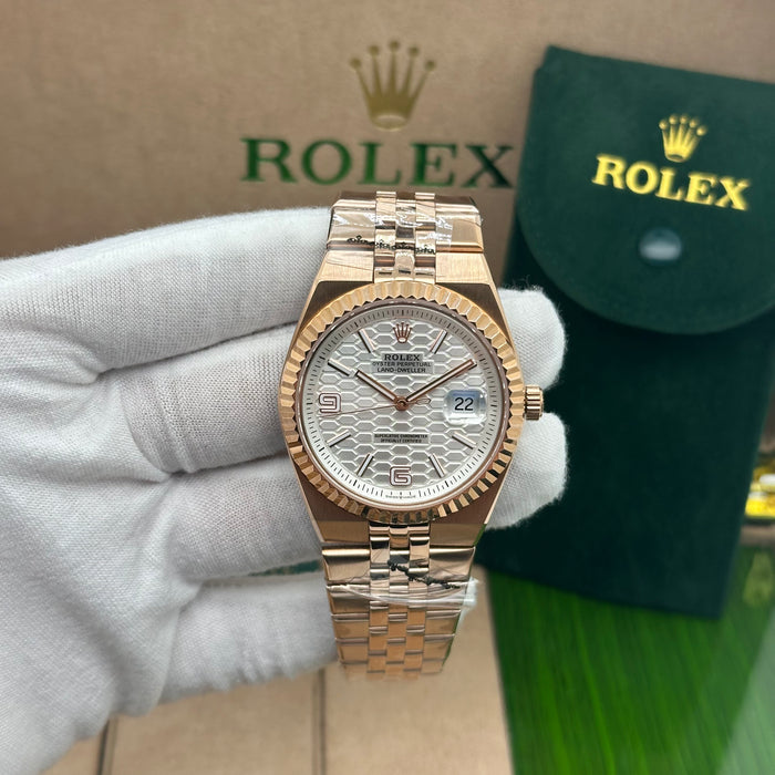 Rolex Oyster Perpetual Land-Dweller Rose Gold – White Honeycomb Dial (Custom) (5A+)