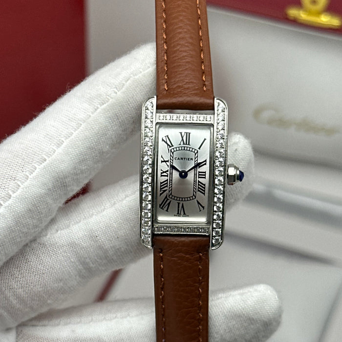 Cartier Tank Mini Diamond Silver 24MM – Multicolor Leather Edition