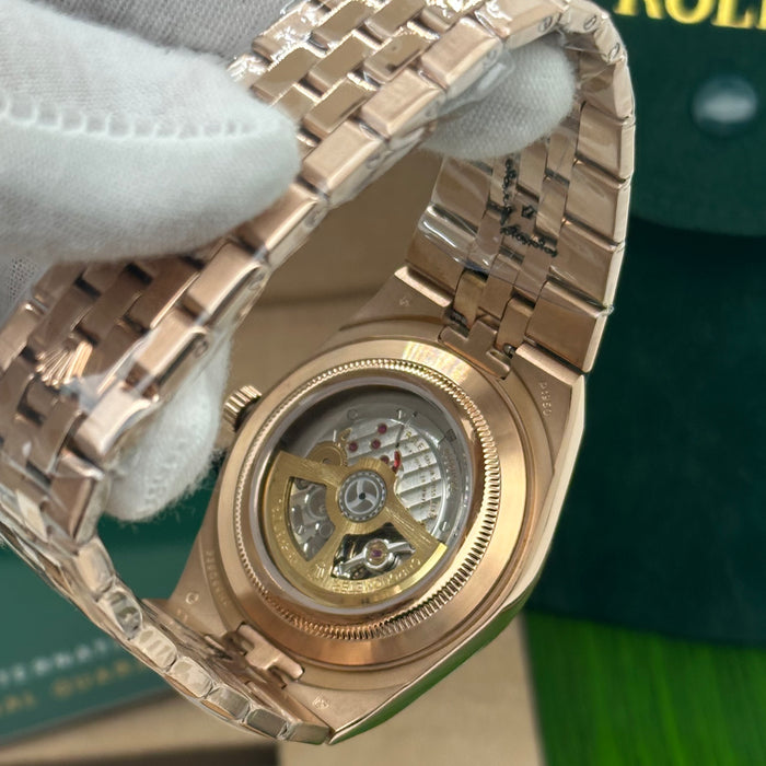 Rolex Oyster Perpetual Land-Dweller Rose Gold – White Honeycomb Dial (Custom) (5A+)