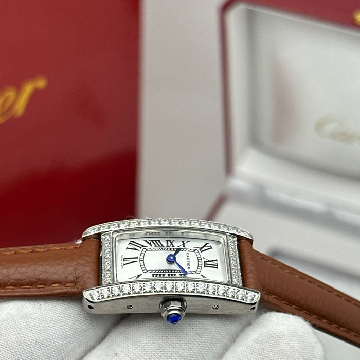 Cartier Tank Mini Diamond Silver 24MM – Multicolor Leather Edition