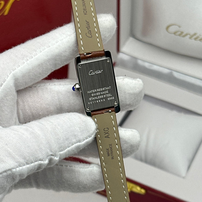 Cartier Tank Mini Diamond Silver 24MM – Multicolor Leather Edition