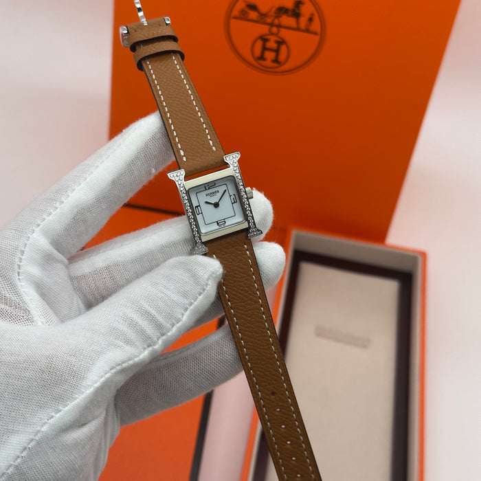 Hermes Heure H Stress With Tan Strap Watch