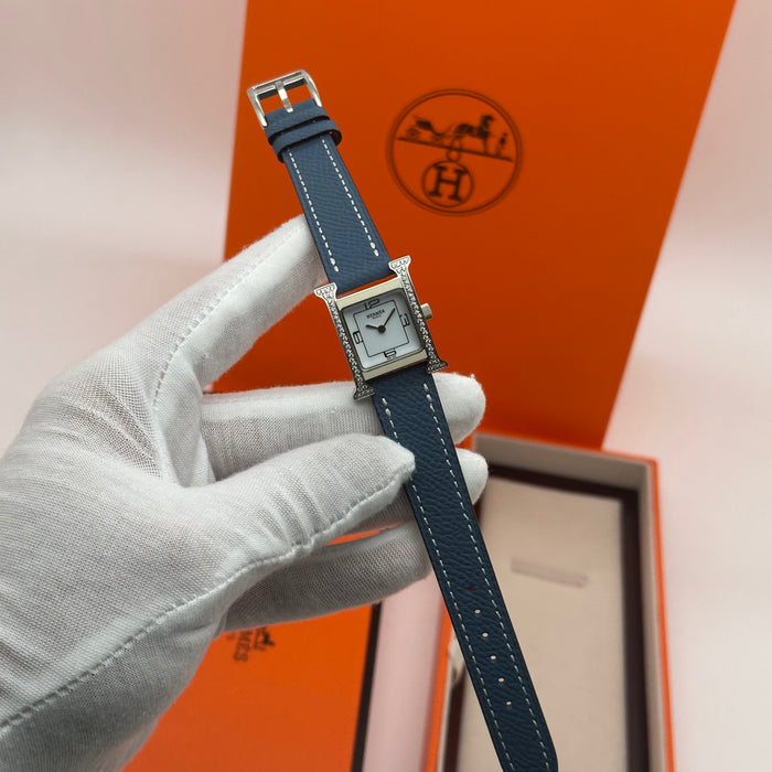 Hermes Heure H Stress With Navy Blue Strap Watch