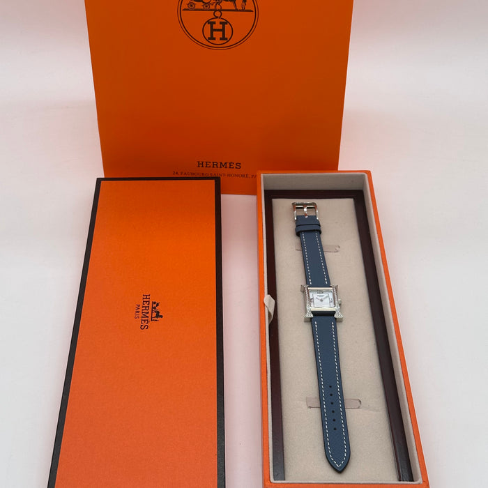 Hermes Heure H Stress With Navy Blue Strap Watch