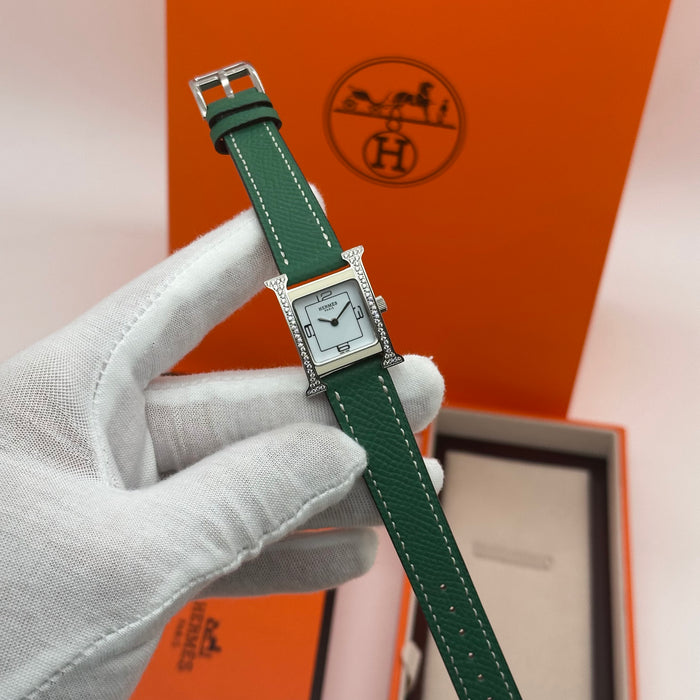 Hermes Heure H Stress With Green Strap Watch