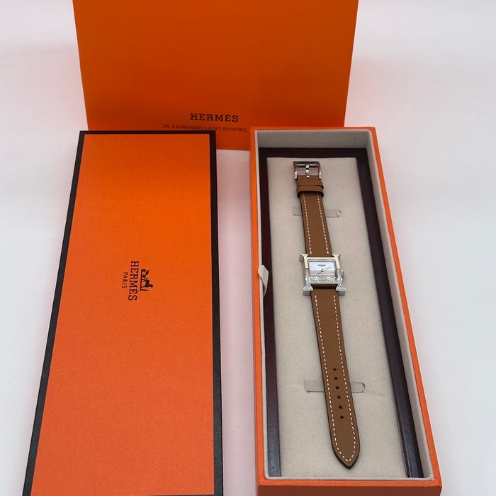Hermes Heure H Stress With Tan Strap Watch