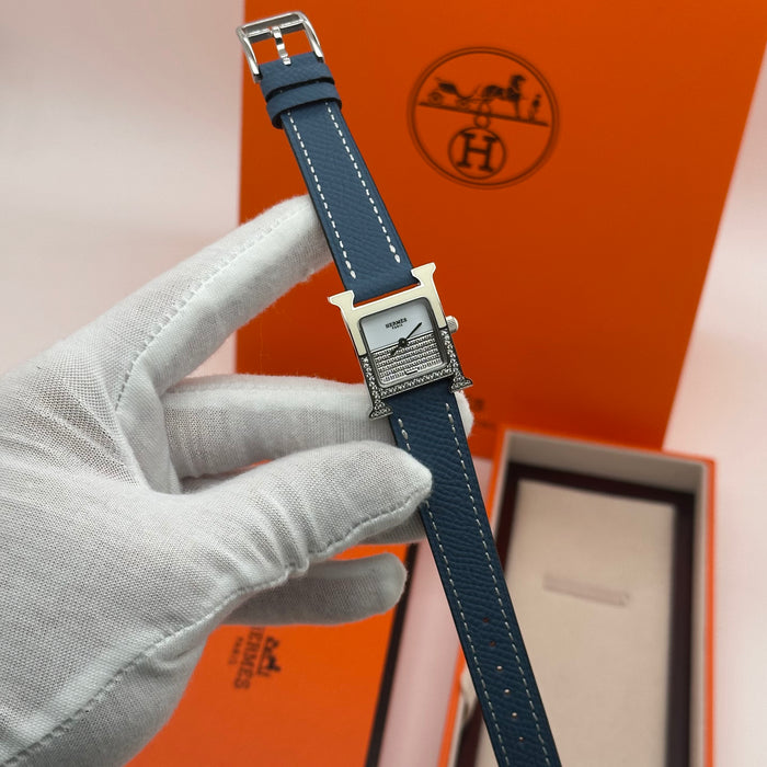 Hermes Heure H Stress With Navy Blue Strap Watch