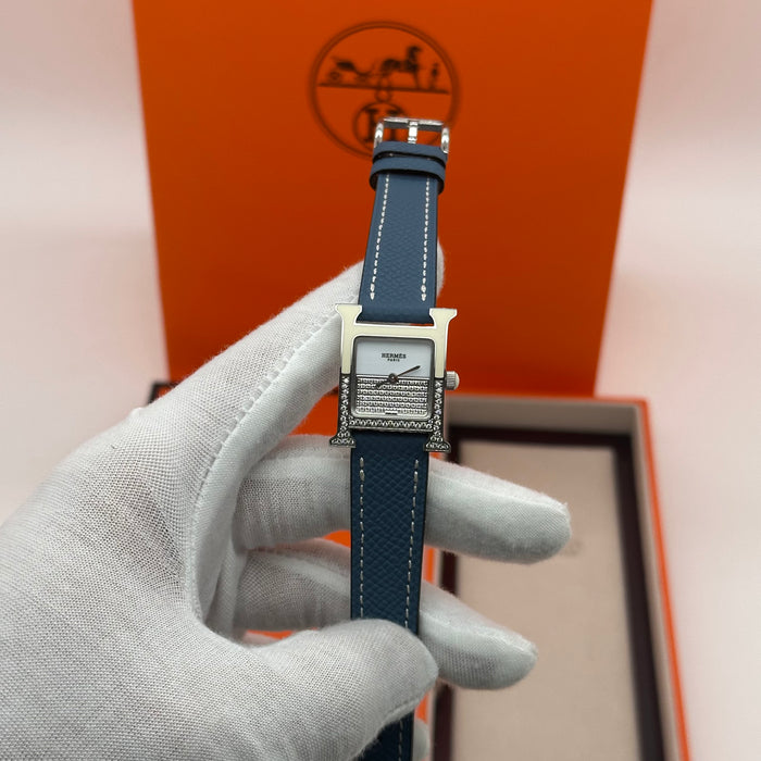 Hermes Heure H Stress With Navy Blue Strap Watch