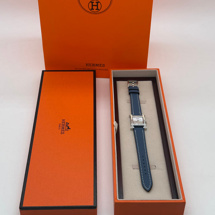 Hermes Heure H Stress With Navy Blue Strap Watch