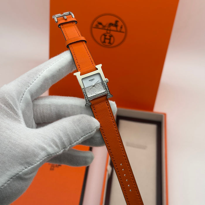 Hermes Heure H Stress With Orange Strap Watch