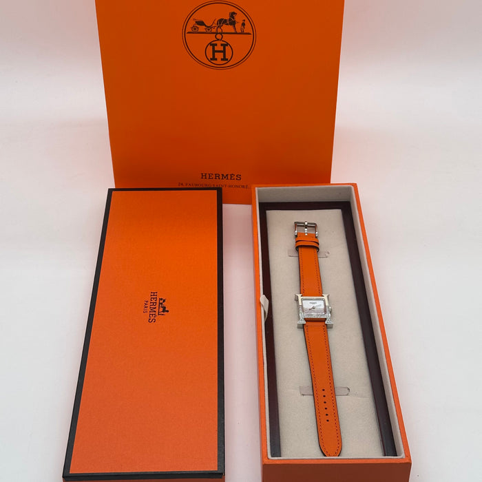 Hermes Heure H Stress With Orange Strap Watch