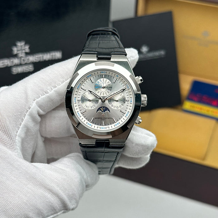 Vacheron Constantin Overseas Moonphase Calendar Silver Dial Watch