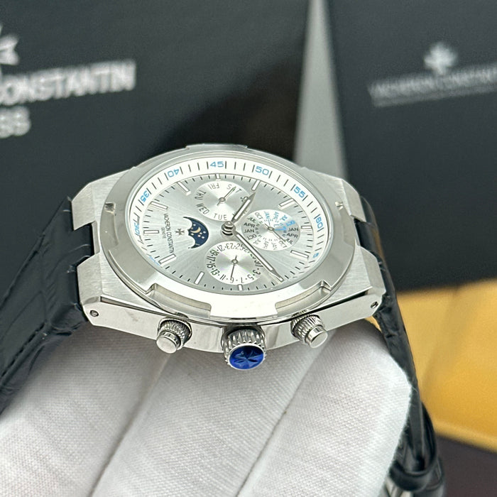 Vacheron Constantin Overseas Moonphase Calendar Silver Dial Watch