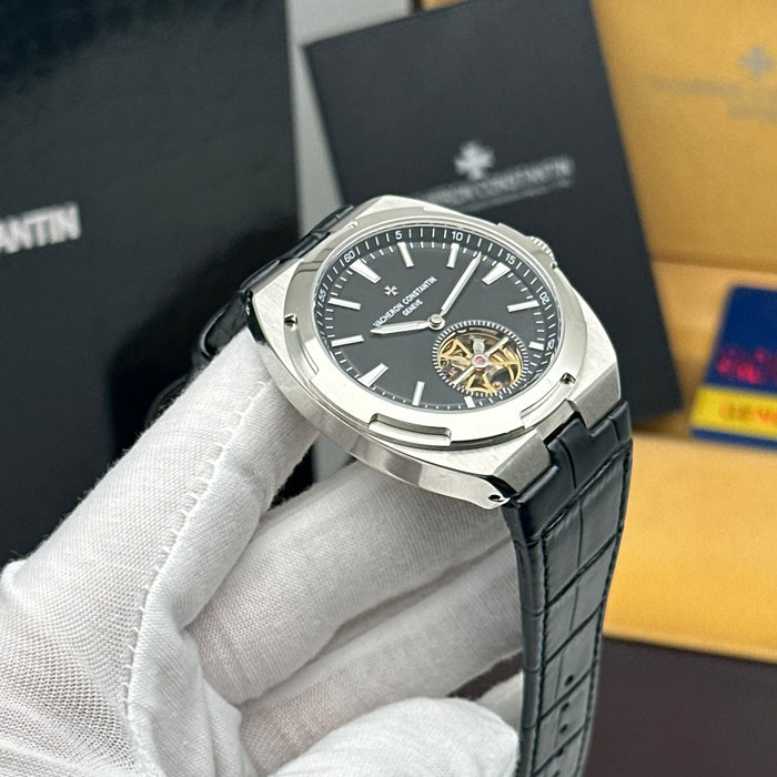 Vacheron Constantin Overseas Tourbillon Black Dial Stainless Steel Watch