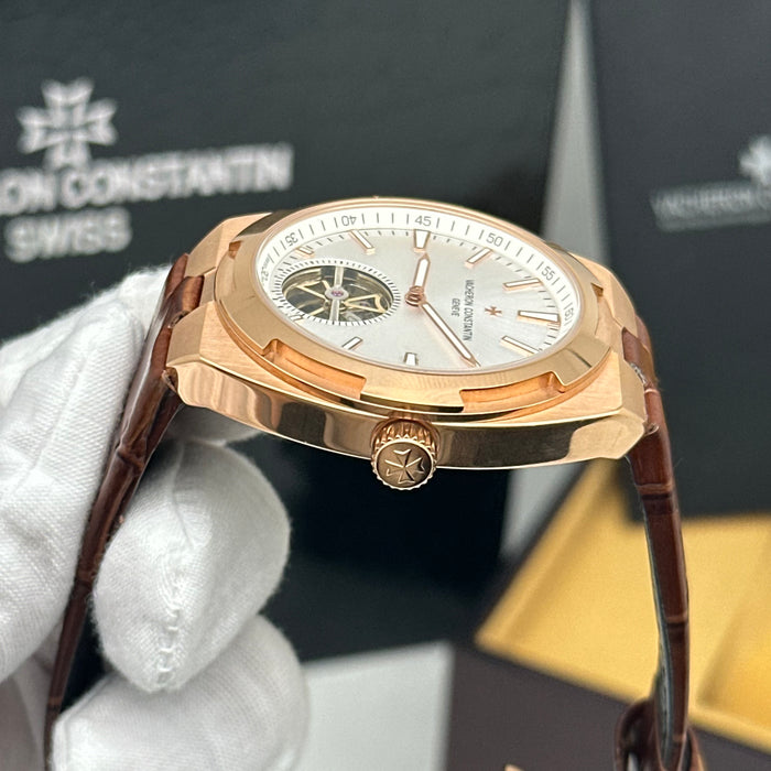 Vacheron Constantin Overseas Tourbillon Rose Gold White Dial Watch