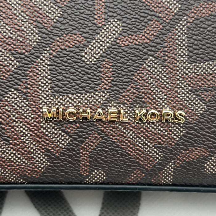 Michael Kors Brown Monogram Slim Shoulder Bag with Gold Chain Strap