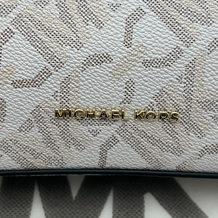 Michael Kors Brown Monogram Slim Shoulder Bag with Gold Chain Strap