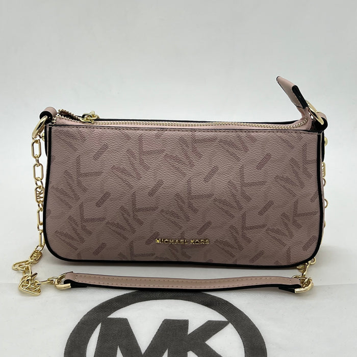 Michael Kors Brown Monogram Slim Shoulder Bag with Gold Chain Strap