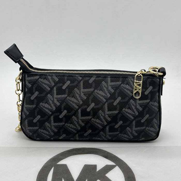 Michael Kors Brown Monogram Slim Shoulder Bag with Gold Chain Strap