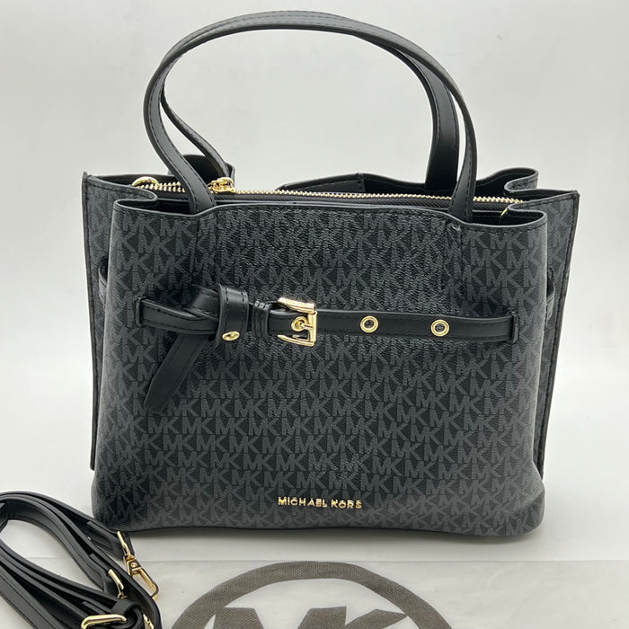Michael Kors Monogram Belted Satchel Bag – Top Handle & Crossbody Strap