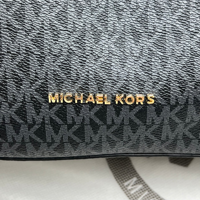Michael Kors Monogram Belted Satchel Bag – Top Handle & Crossbody Strap