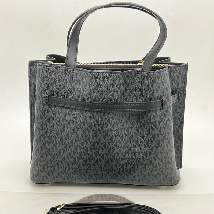 Michael Kors Monogram Belted Satchel Bag – Top Handle & Crossbody Strap