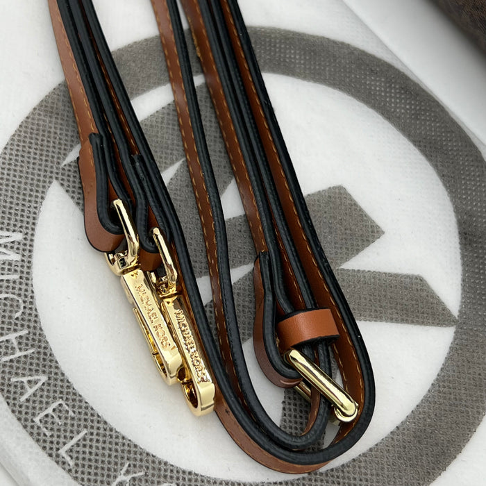 Michael Kors Monogram Belted Satchel Bag – Top Handle & Crossbody Strap