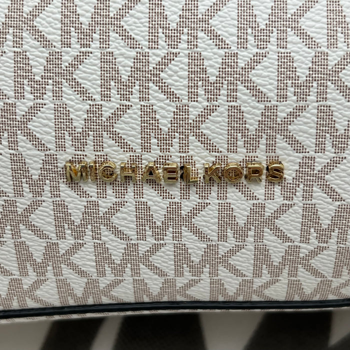 Michael Kors Monogram Belted Satchel Bag – Top Handle & Crossbody Strap
