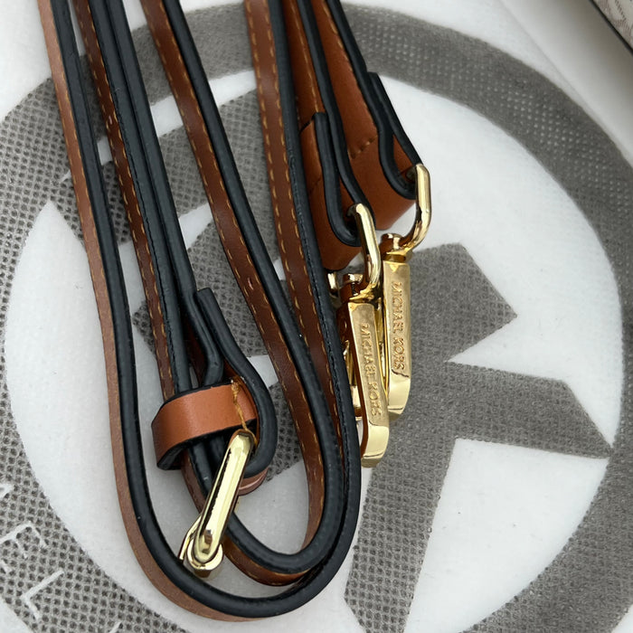 Michael Kors Monogram Belted Satchel Bag – Top Handle & Crossbody Strap