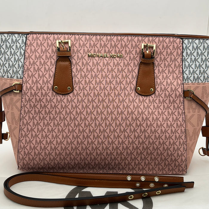 Michael Kors Large Monogram Tote Bag – Structured Design with Leather Trim