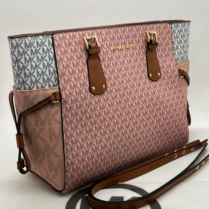 Michael Kors Large Monogram Tote Bag – Structured Design with Leather Trim