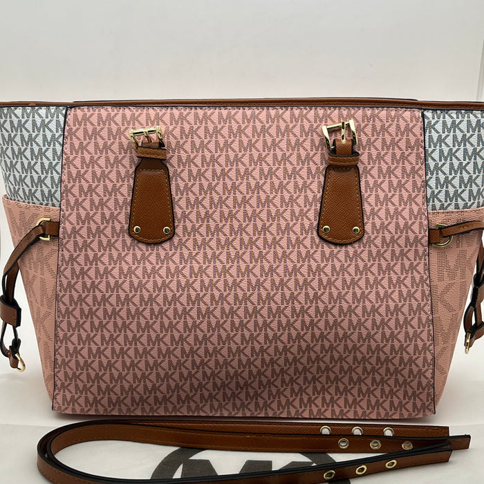 Michael Kors Large Monogram Tote Bag – Structured Design with Leather Trim