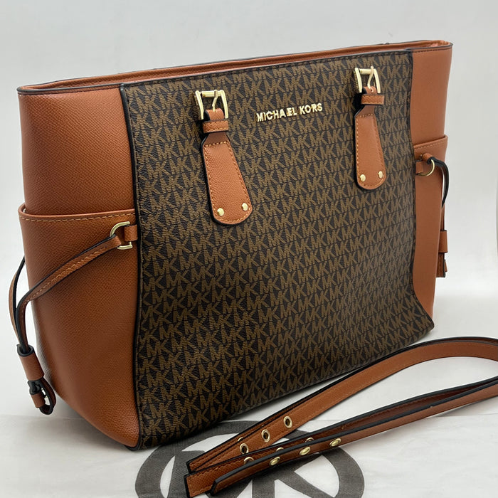 Michael Kors Large Monogram Tote Bag – Structured Design with Leather Trim