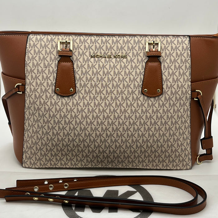 Michael Kors Large Monogram Tote Bag – Structured Design with Leather Trim